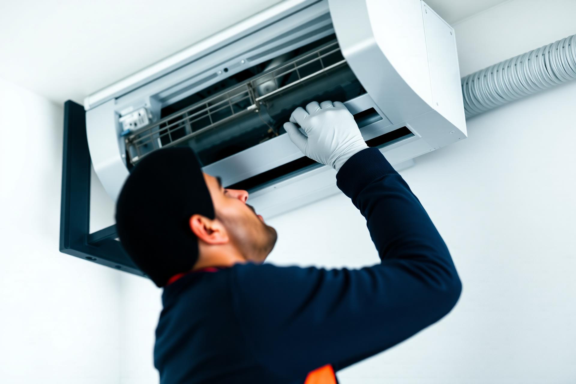 HVAC technician installing a mini-split system